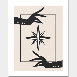 Celestial art, Star art print, Witchy decor, Aesthetic art, Female hands, Witchcraft, Boho Posters and Art